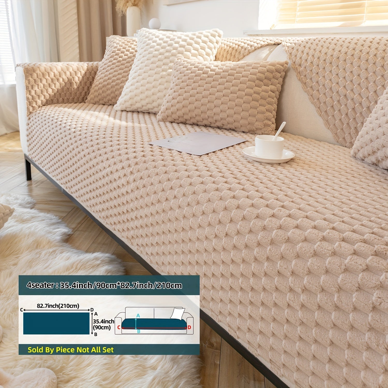 Cojín de sofá nórdico de felpa con diseño antideslizante para todas las estaciones