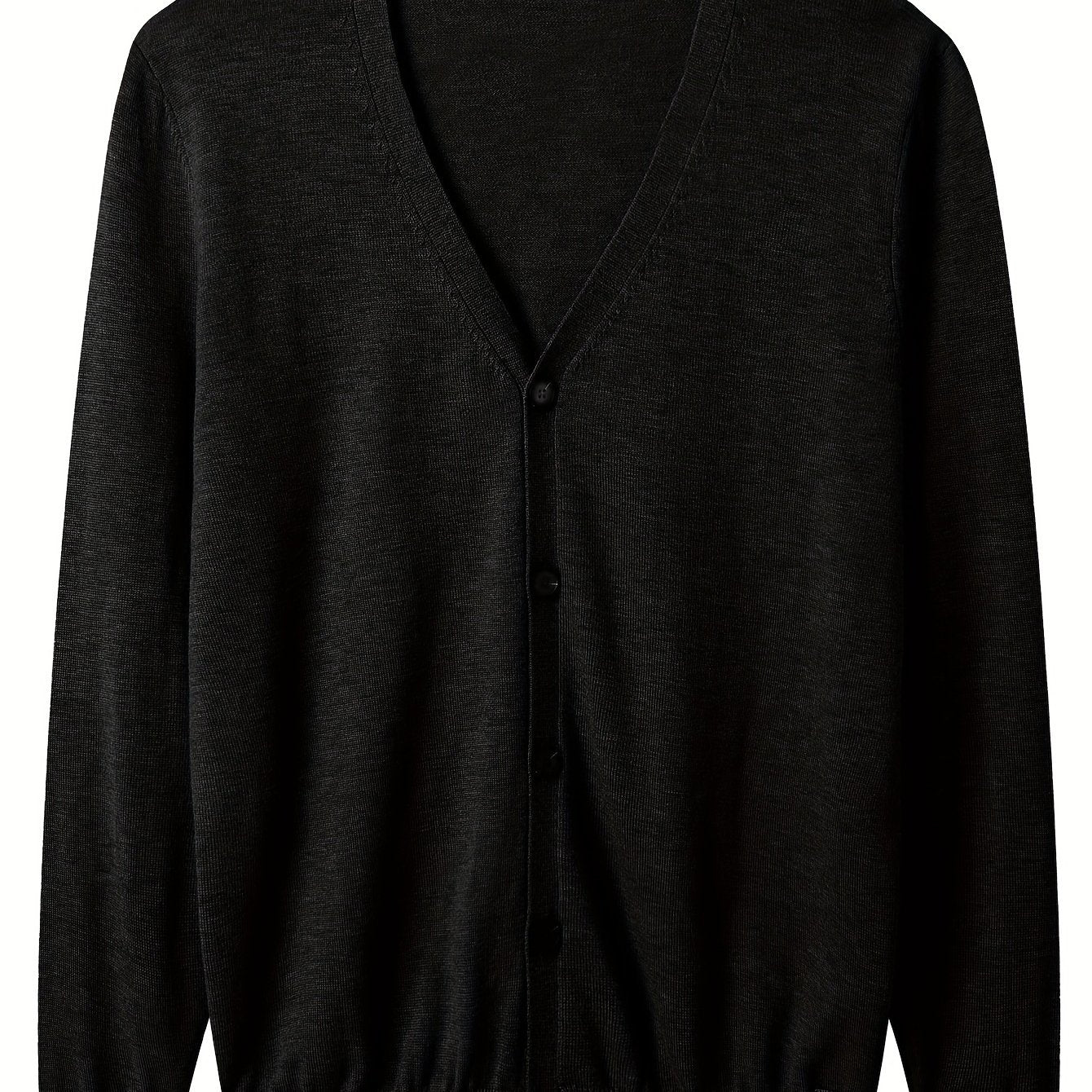 Suéter de punto ligero de botones en cuello en V en color mostaza para hombre de tallas grandes