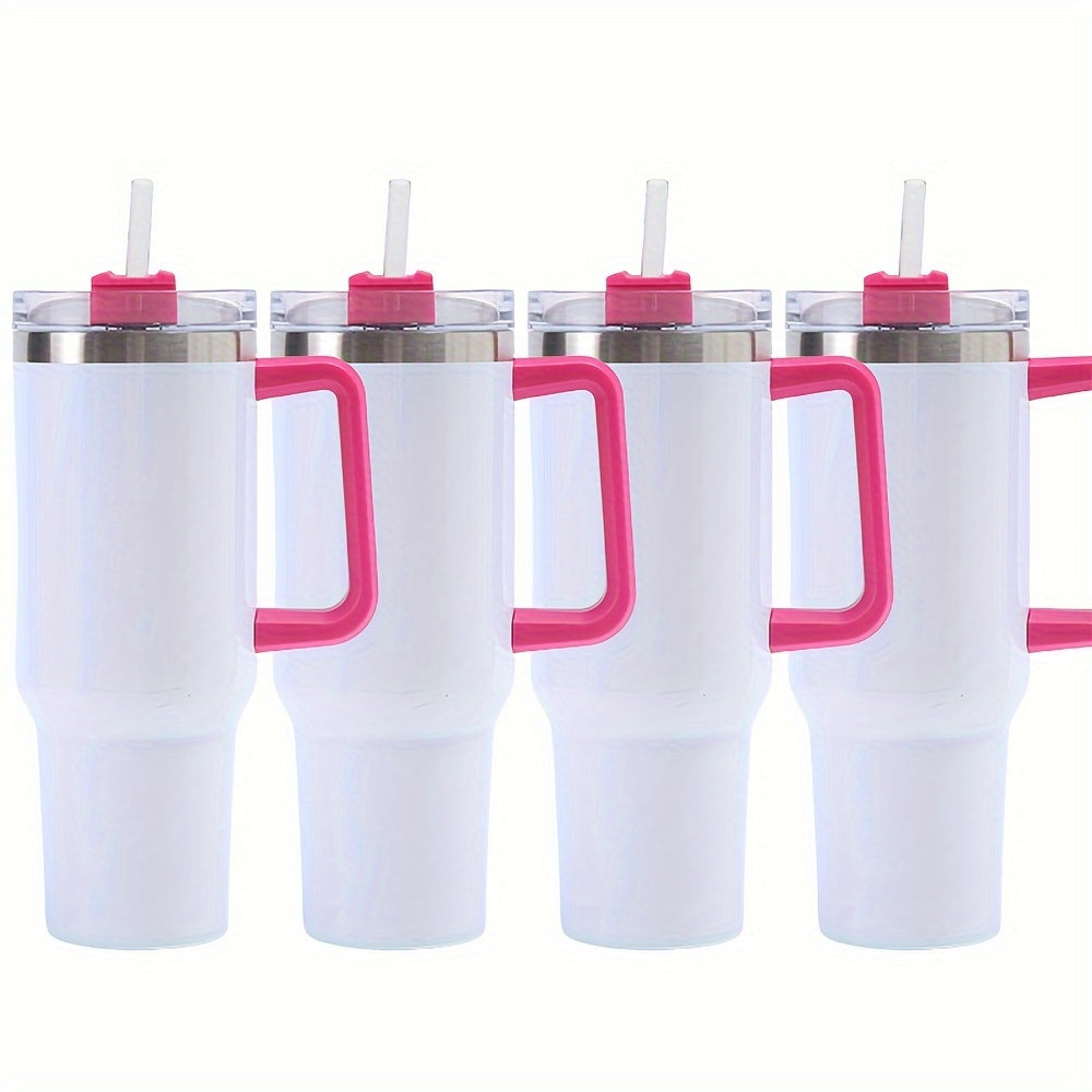 Set of 1 or 4 Stainless Steel Tumblers 40oz with Handle Straw and Personalization