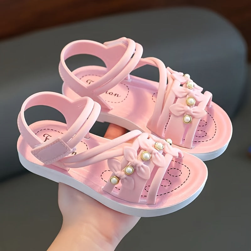 Girls Summer Sandals Soft Sole Breathable Floral Pearl Casual Shoes