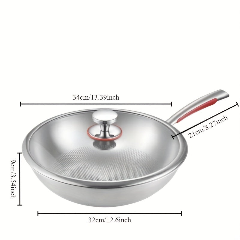 Oshxona zaruriyati: Qopqoq bilan yopishqoq bo'lmagan qovurish panasi, 304 zanglamas po'latdan tayyorlangan, gaz va induksion pishirish uchun mos, tozalash oson.