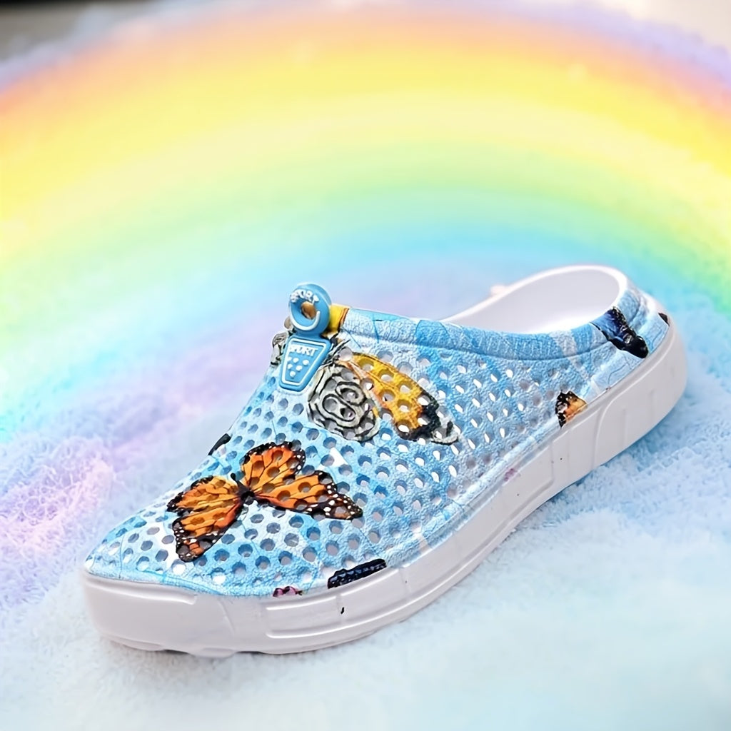 Women's Breathable Butterfly Print Summer Shoes Lightweight EVA Casual Footwear
