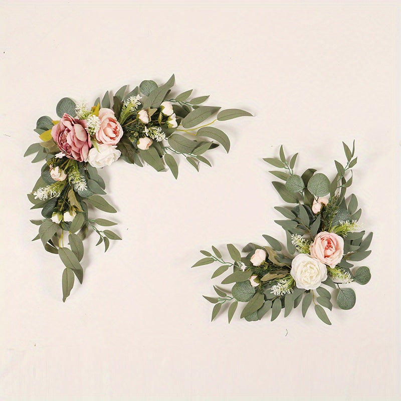 Sun'iy to'y arka to'plami, oq peony va pushti gullar bilan, marosimlar va partiyalar uchun