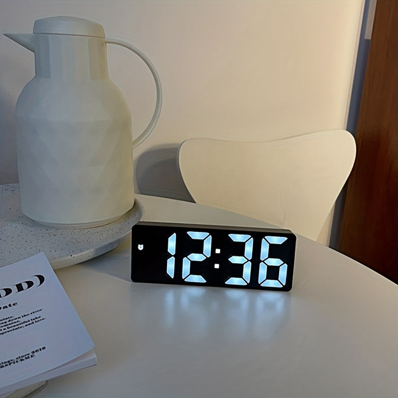 Smart LED Desk Alarm Clock with Voice Control Silent Snooze Wake Up