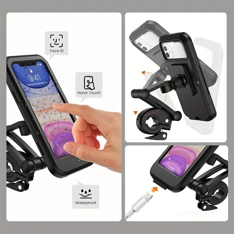 Waterproof ABS Motorcycle Phone Mount with Magnetic Design and Rainproof Holder