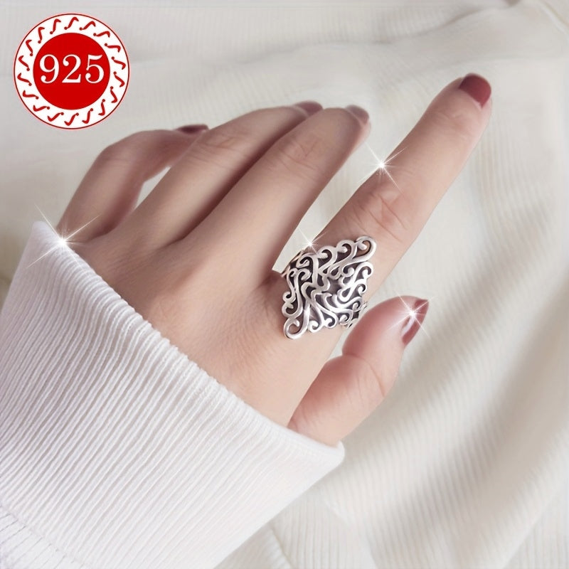 Sterling Silver Ring for Women Adjustable Vintage Style Statement Jewelry for Weddings and Parties