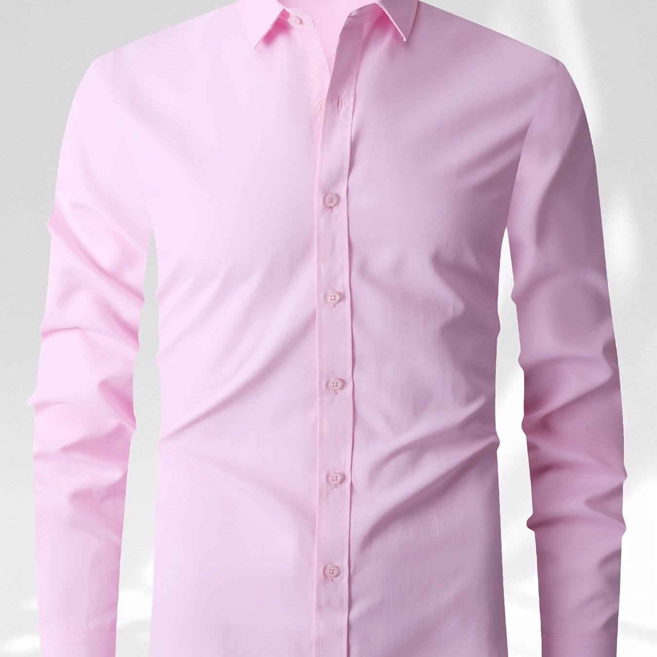 Men's Solid Color Long Sleeve Dress Shirt for Business Casual Spring