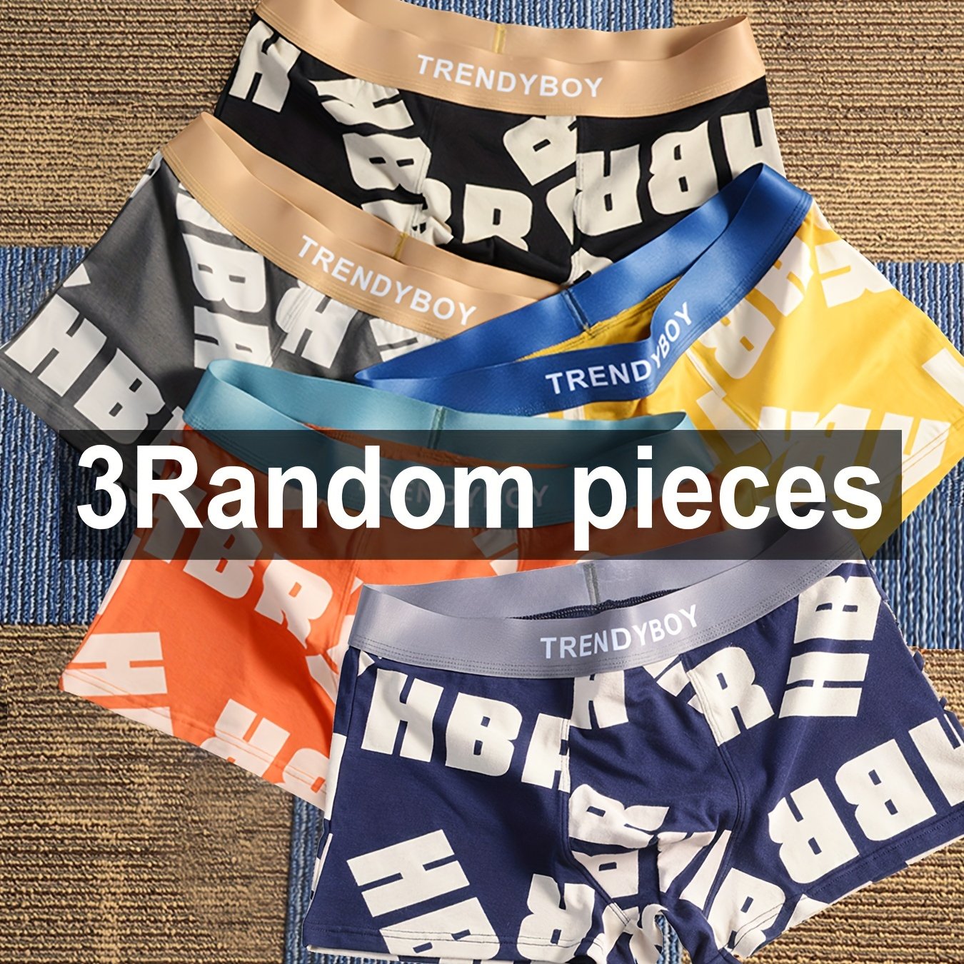 Men's Cotton Boxer Briefs with Elastic Waistband and Random Colors