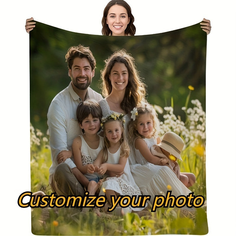 Personalized Photo Flannel Blanket Lightweight Polyester for All Seasons