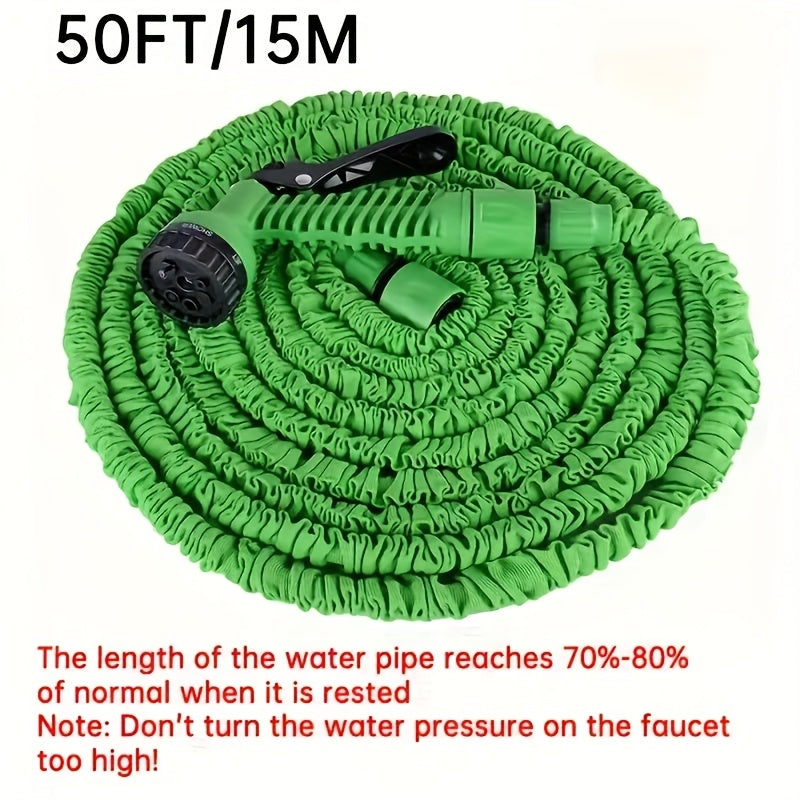 Expandable Polyethylene Garden Hose Set with High-Pressure Nozzle 15m for Outdoor Use