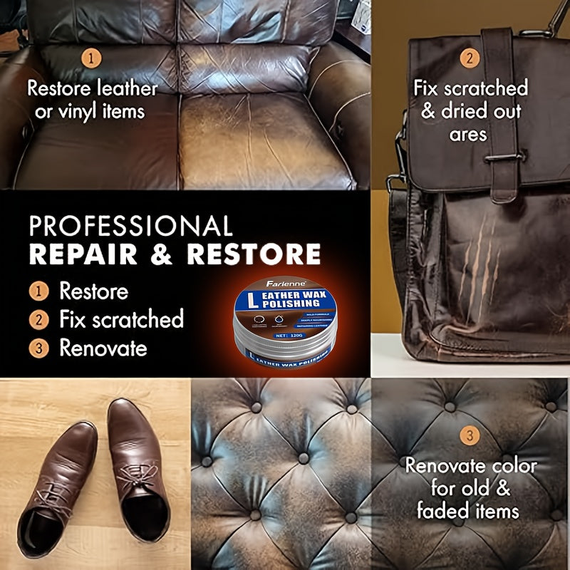 Бальзам для ухода за кожей для автомобильных сидений, диванов, сумок, восстановление цвета 120 г