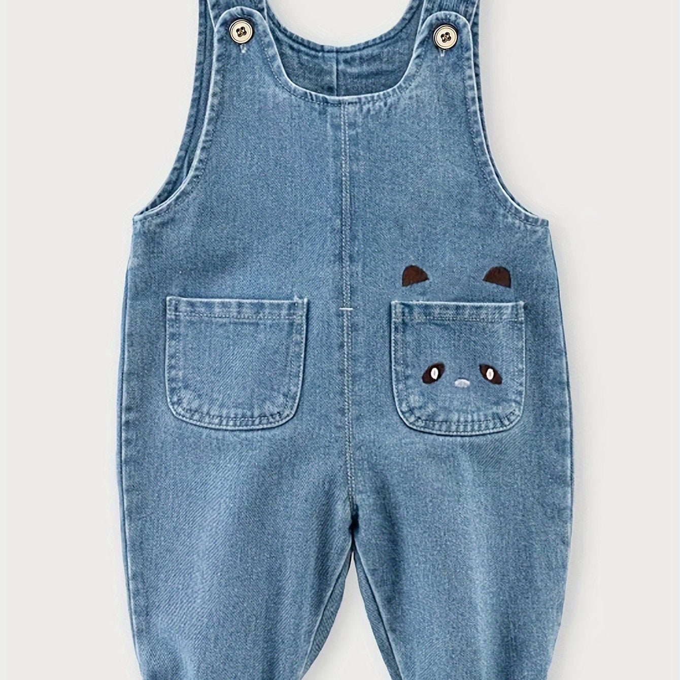 Детский джинсовый комбинезон с вышивкой лица кота для весенних и осенних прогулок на свежем воздухе