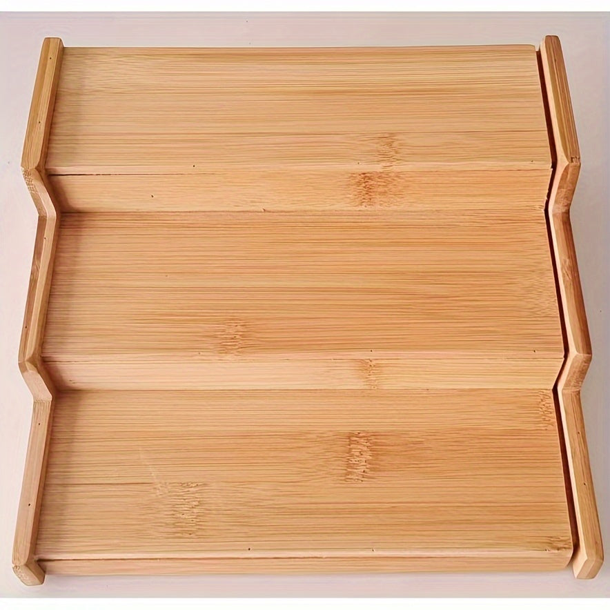 Bamboo Spice Rack 3 Tiers Adjustable Countertop Organizer Kitchen Storage