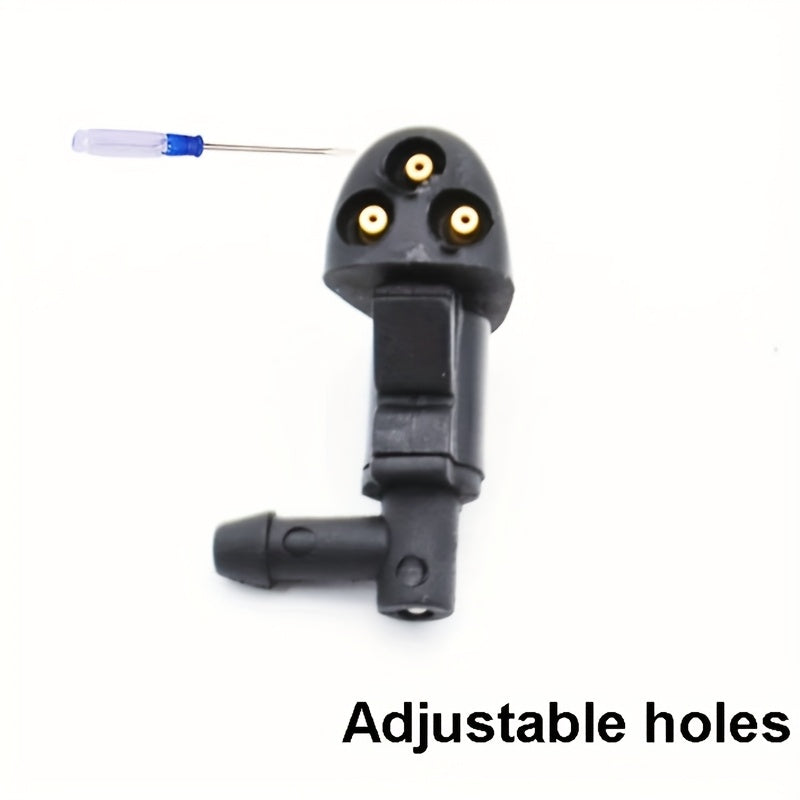 2 piezas de boquilla de limpiaparabrisas de plástico negro con tres orificios para accesorios de coche