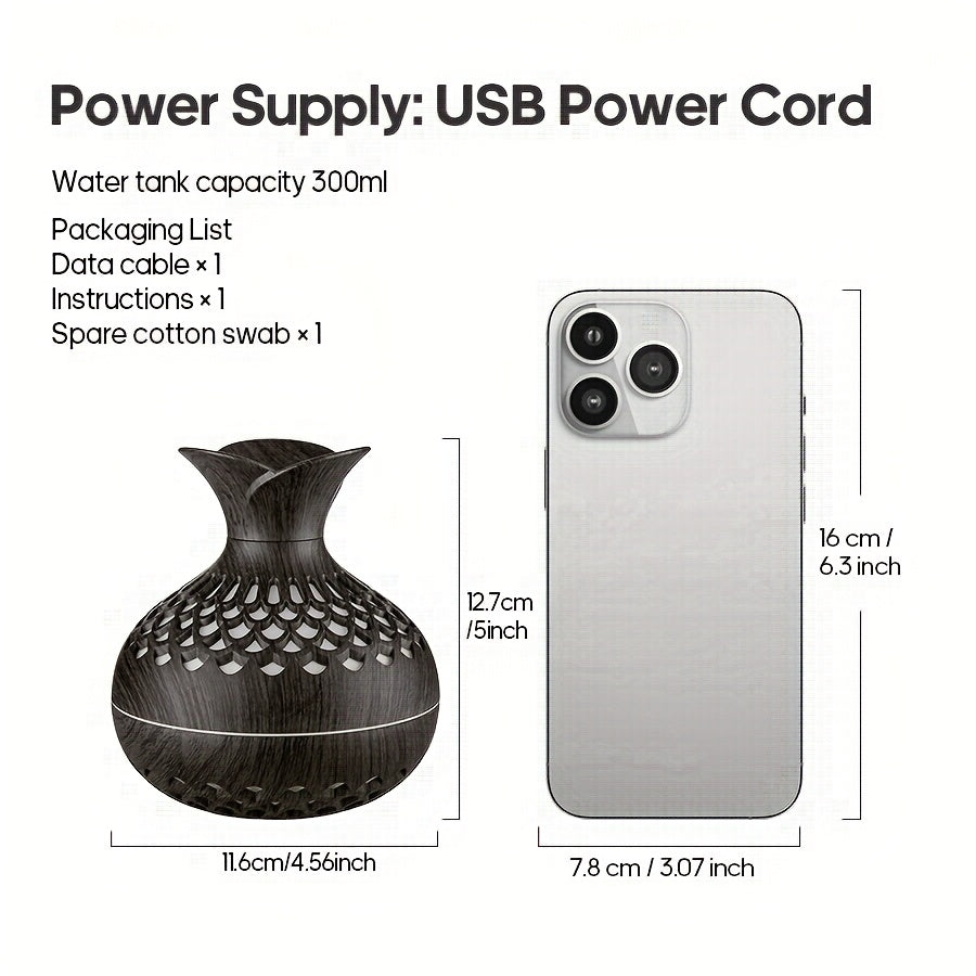 Portable USB Night Light Humidifier Wooden Style Colorful LED Night Light