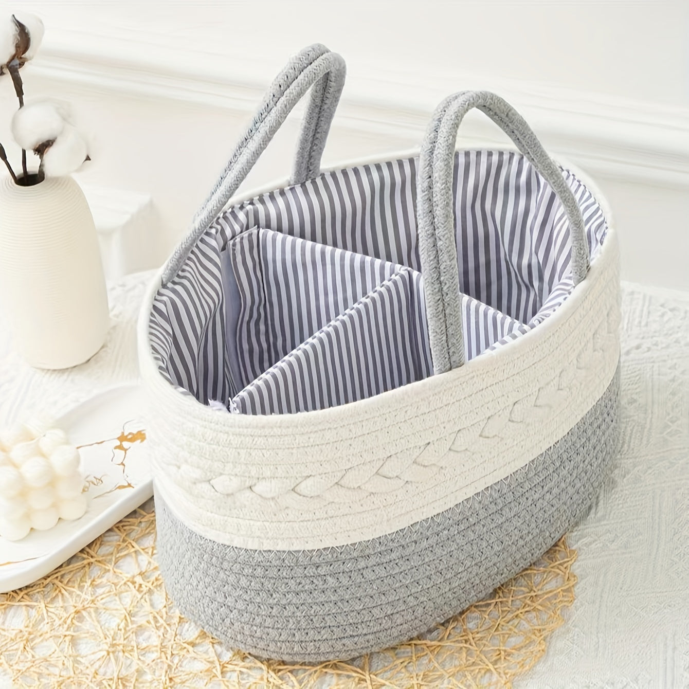 Woven Tote Bag for Moms Large Portable Storage Organizer