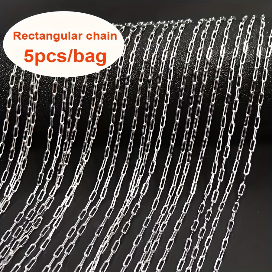 Silver Plated Link Chain Necklace Set for Jewelry Making 16-30 Inch 5 Pieces