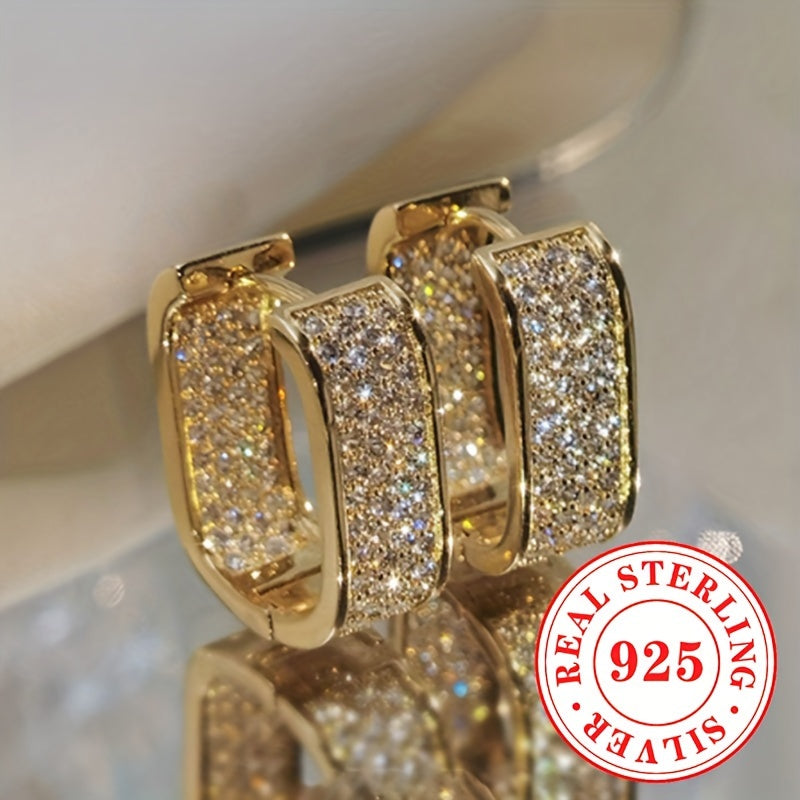 Sterling Silver Hoop Earrings with Cubic Zirconia April Birthstone for Women