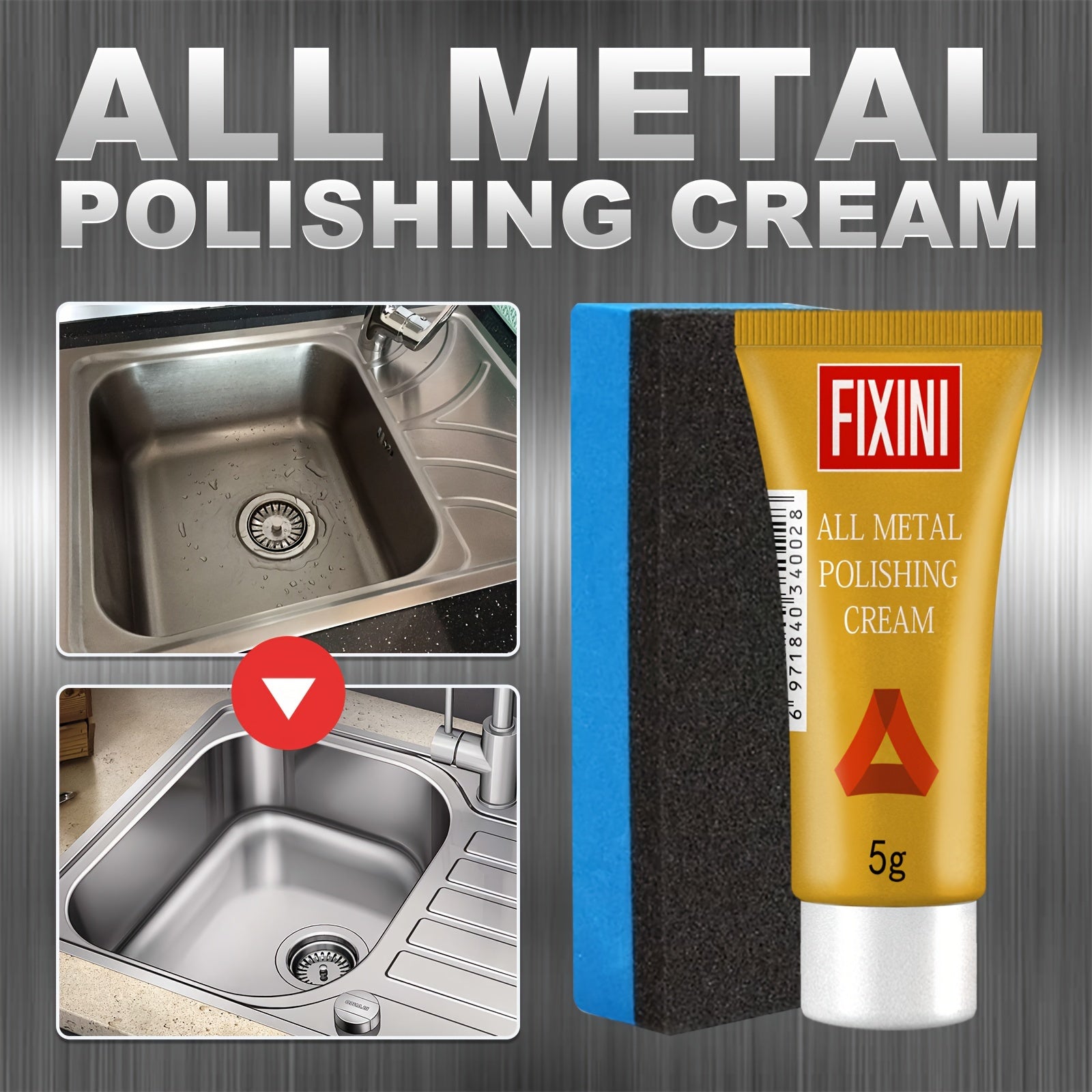 All-Metal Polishing Cream with Sponge for Stainless Steel and Ceramic Cleaning