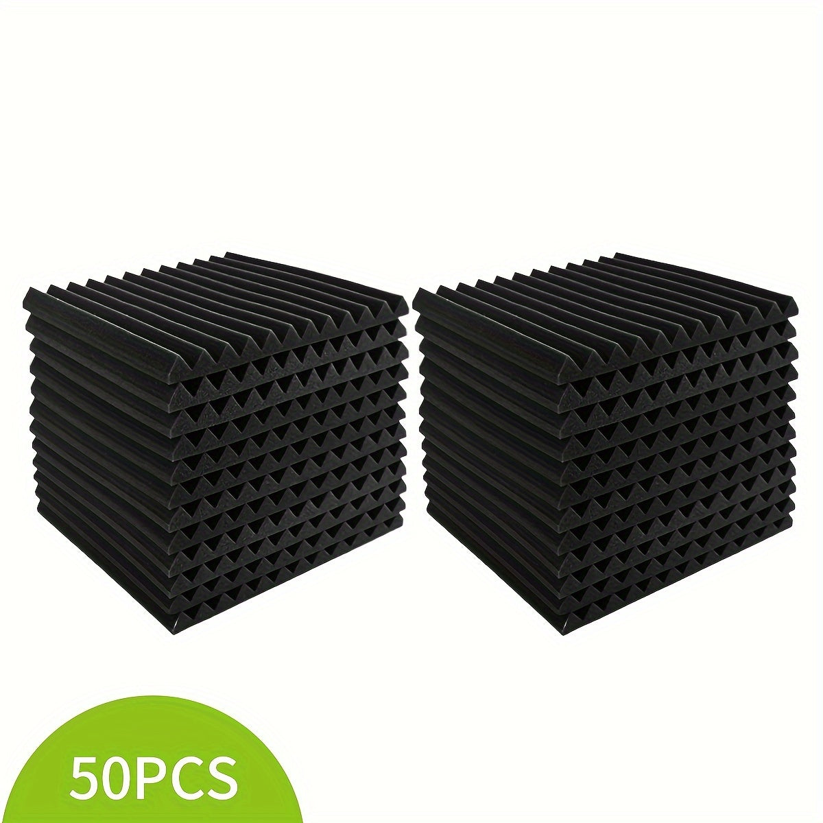 50 Pack Wedge Acoustic Foam Panels for Recording Studios Fireproof Sound Absorption Sponge Black 2.54cm x 30.48cm