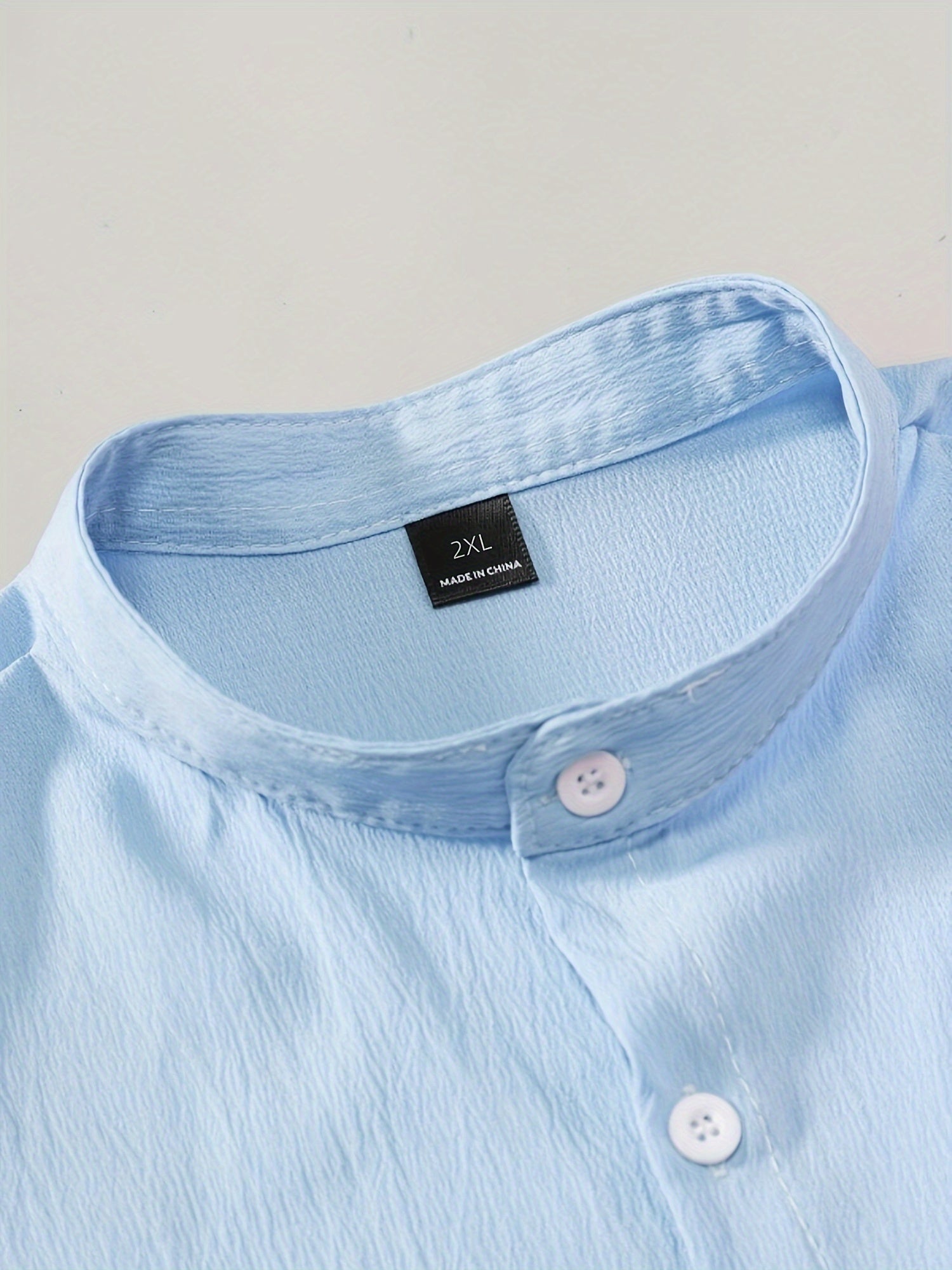 Erkaklar uchun engil ko'k tasodifiy qisqa yengli turli ko'ylak - yozgi zaruriyat, polyester aralashmasi, mashinada yuvish mumkin, KATTA O'LCHAM