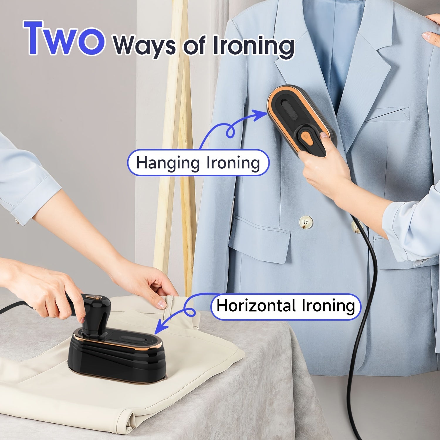 1200W Handheld Garment Steamer Iron with Large Soleplate for Home and Travel European Plug