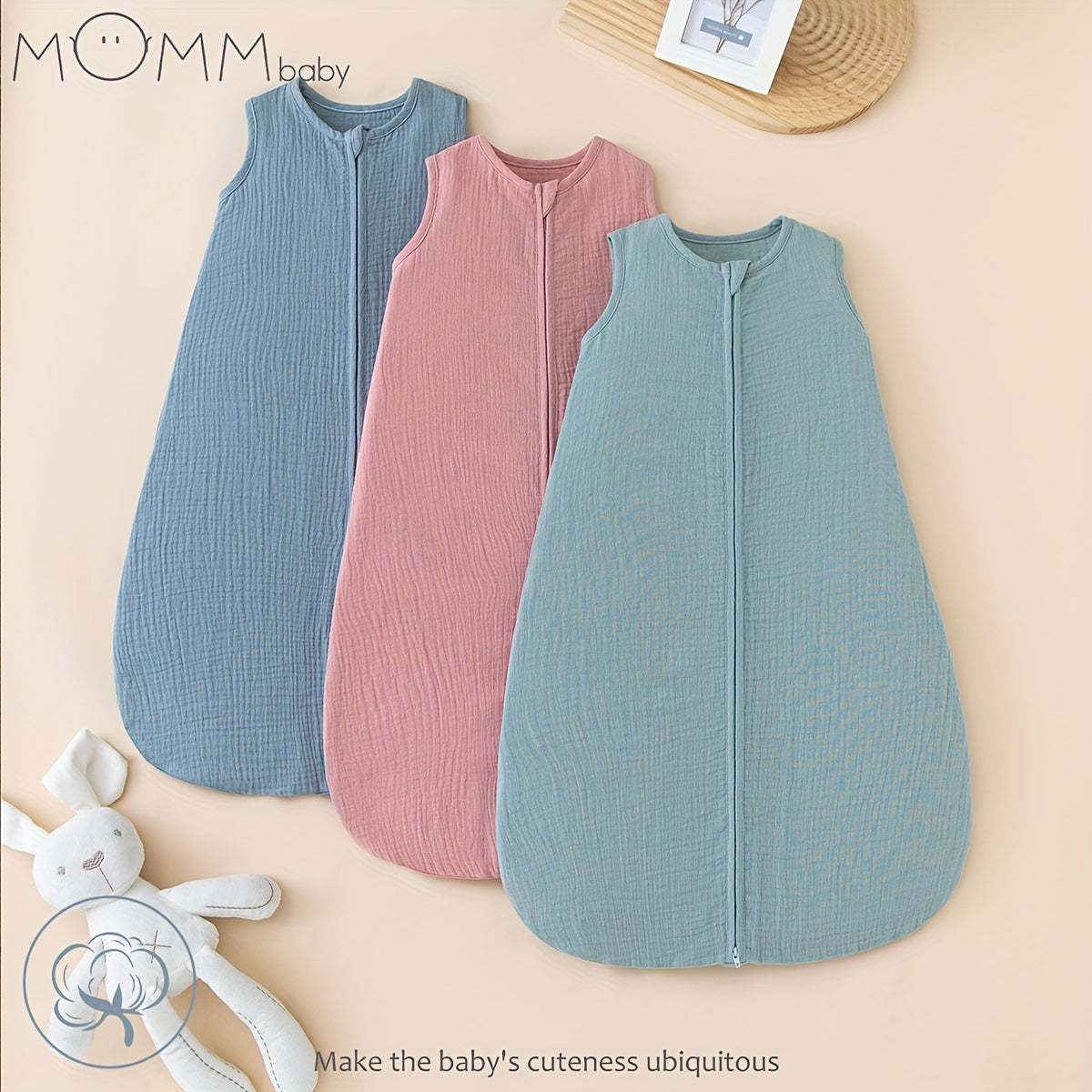 Kids Wearable Blanket with Double Zipper, Wrinkled Cotton, All Seasons