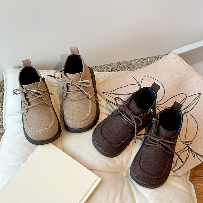 Bolalar uchun uniseks ankle botinkalari, geometrik naqsh, kauchuk taglik, mato astar, fermuar yopilishi, 14 yoshgacha.