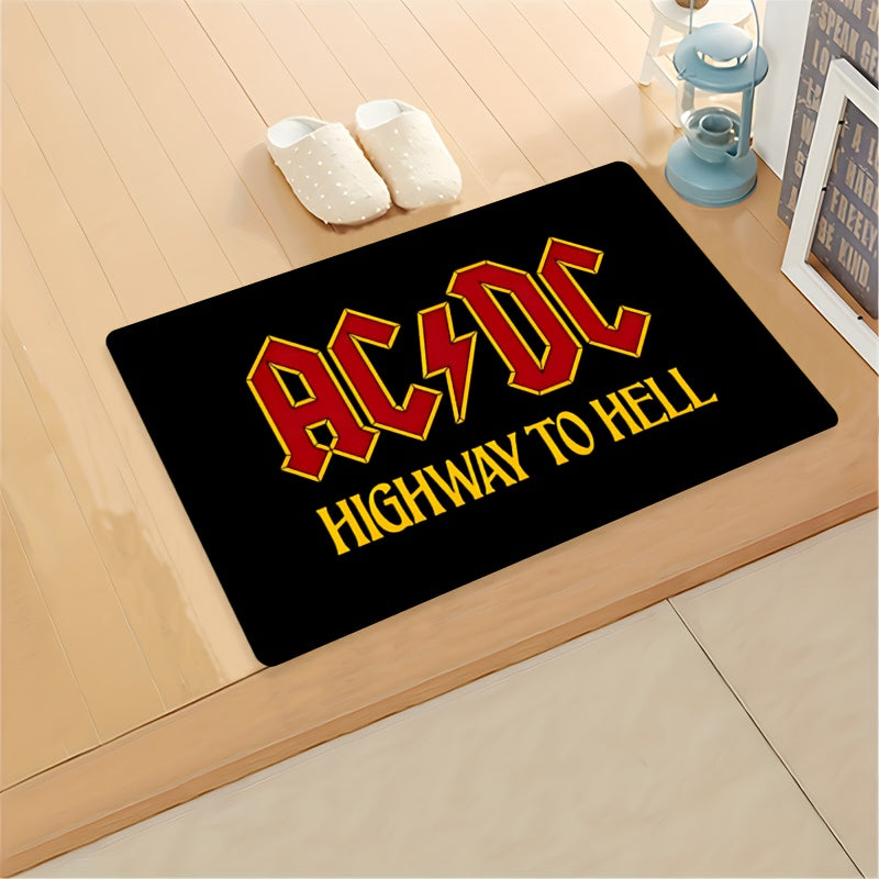 AC/DC Highway to Hell Welcome Doormat Non-Slip Polyester Indoor Outdoor Rug