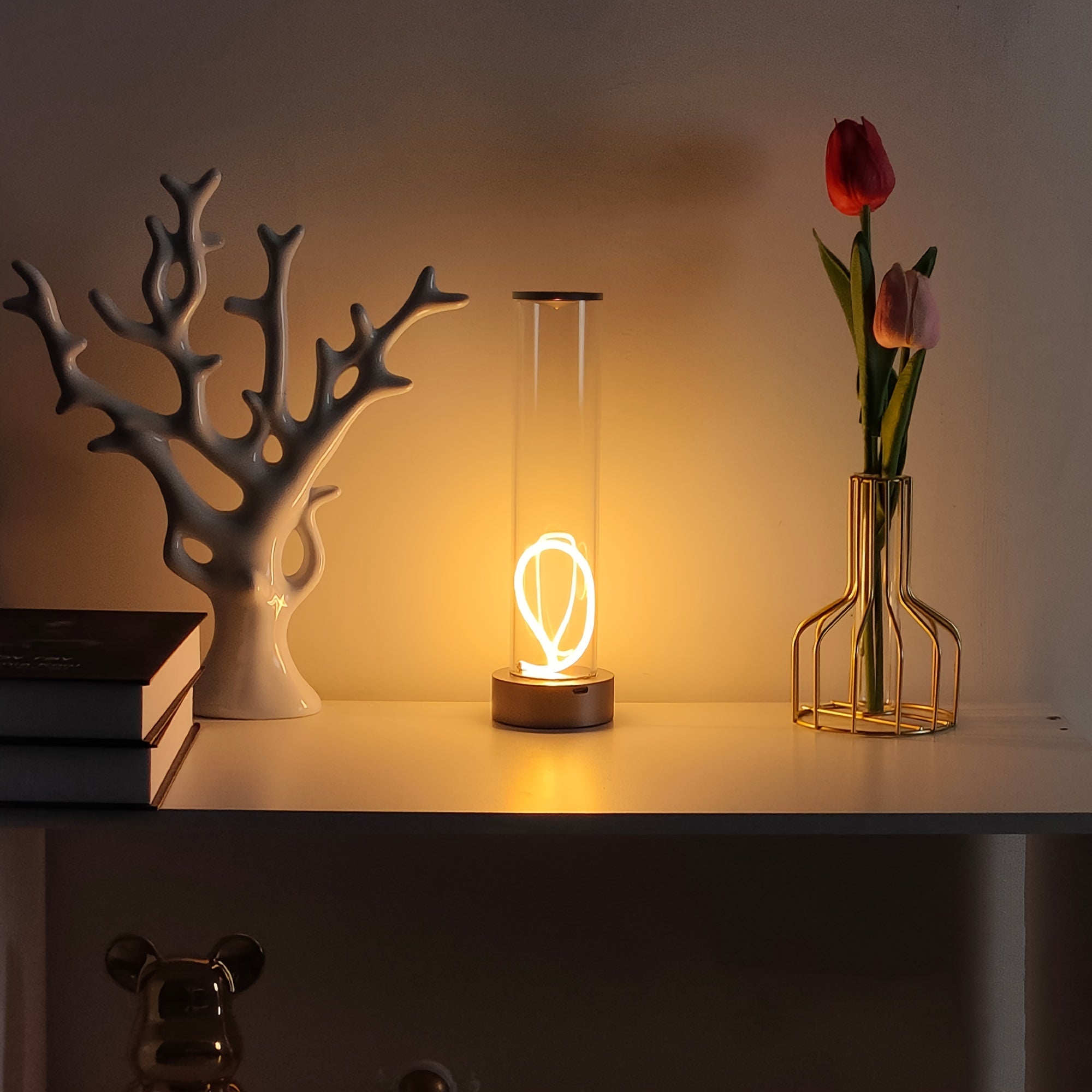 Rechargeable Touch-Control Bedside Lamp with Dimmable Levels and USB Power