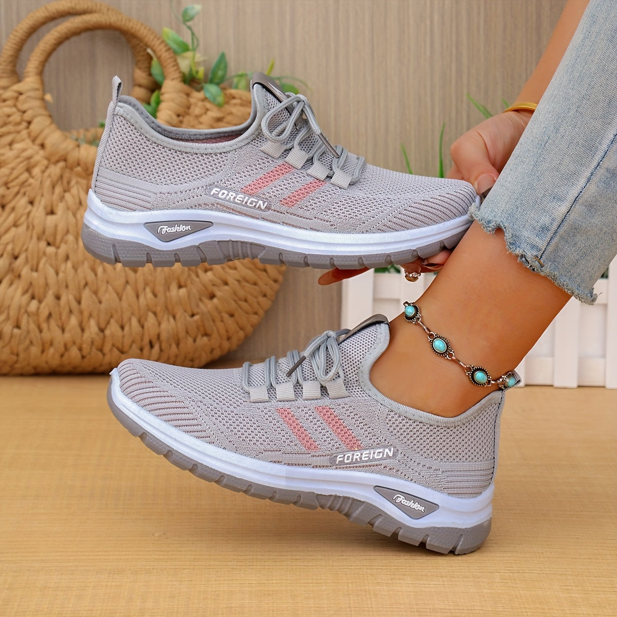 Women’s Casual White Sneakers Breathable Comfort Flat Sole
