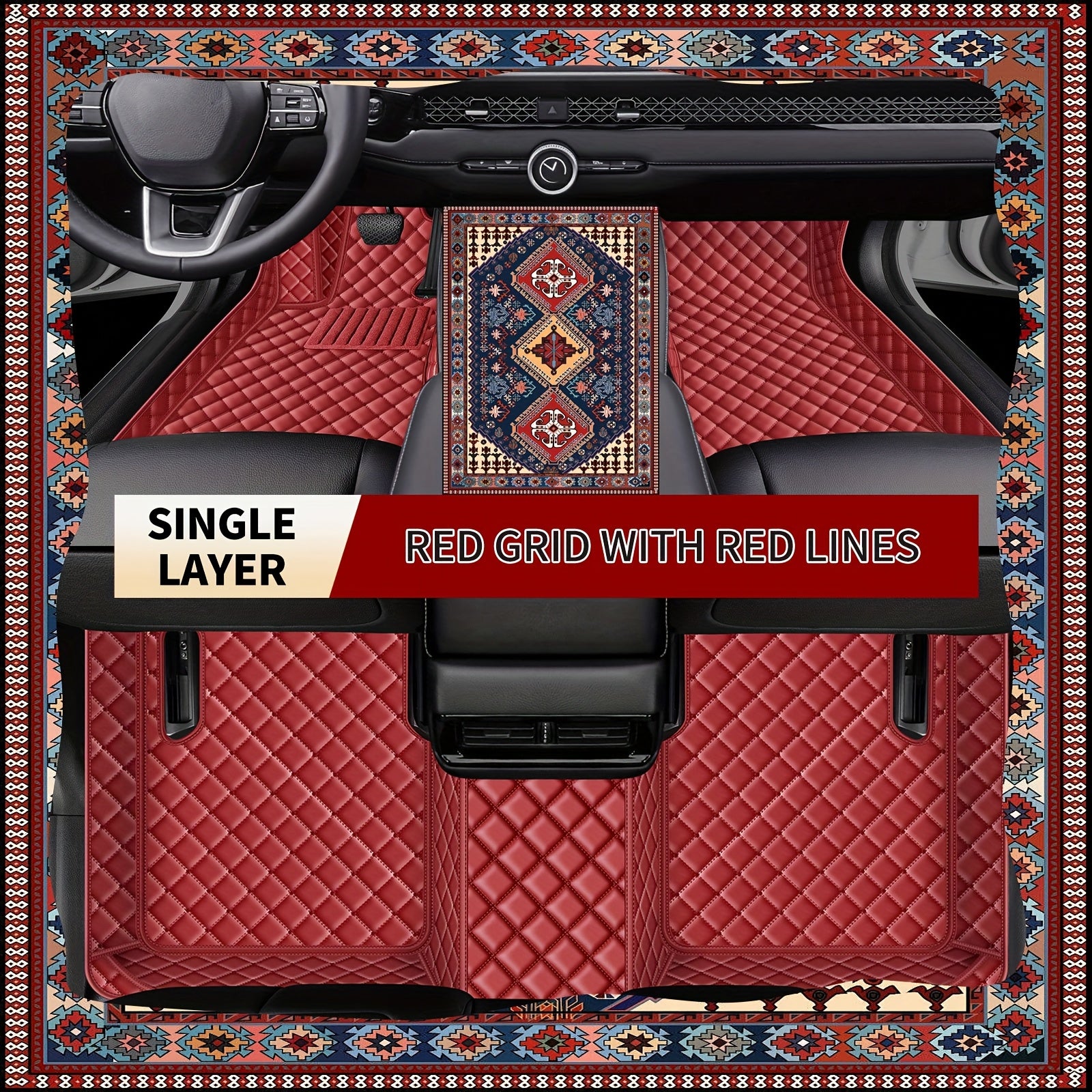 Luxury Faux Leather Car Mat Set for Left-Hand Drive Vehicles Universal Durable Easy to Clean