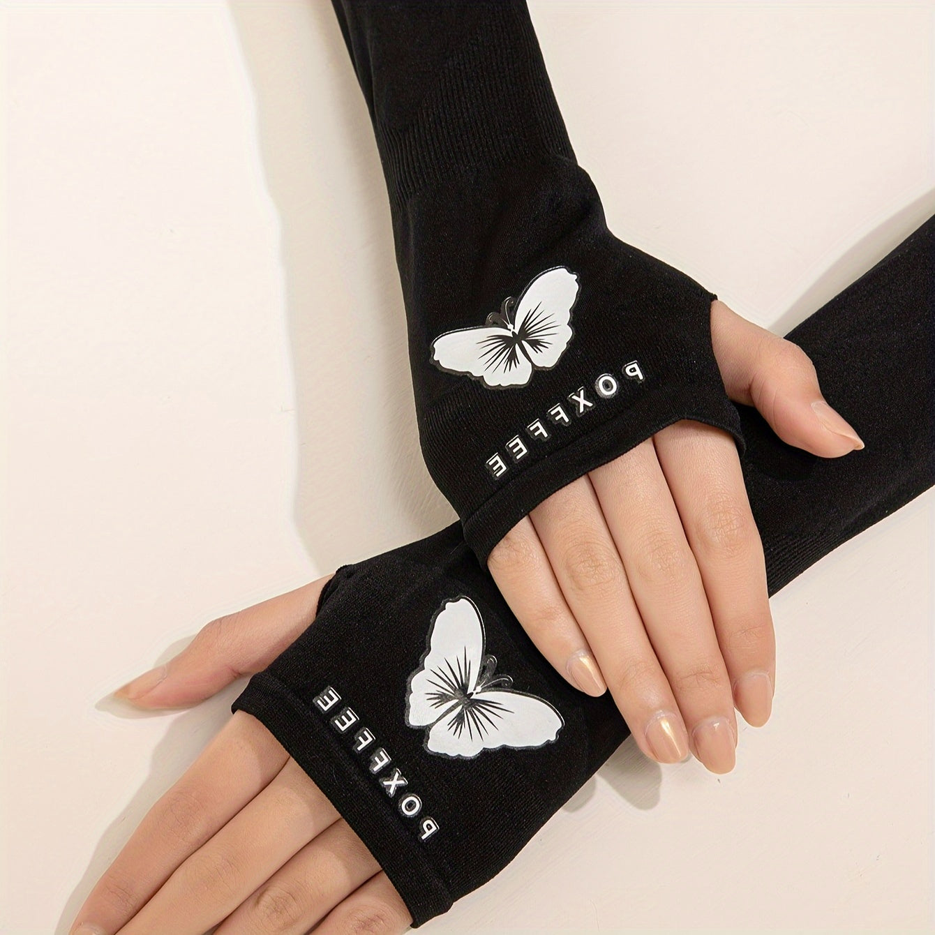 Women's Sun-Proof Butterfly Print Arm Sleeves Polyester Elastic UV Protection Summer Outdoor