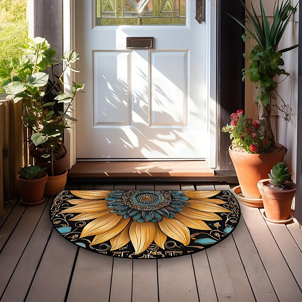 Sunflower Welcome Mat Indoor Outdoor Slip-Resistant Rug Crystal Velvet Durable