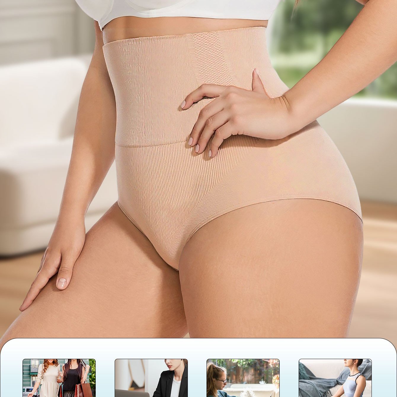 Women's Seamless High-Waisted Shapewear Briefs Breathable Leg Sculpting