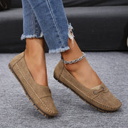 Women's Slip-On Shoes with Large Retro Metal Buckle Lightweight Comfortable All-Season Vintage Ballet