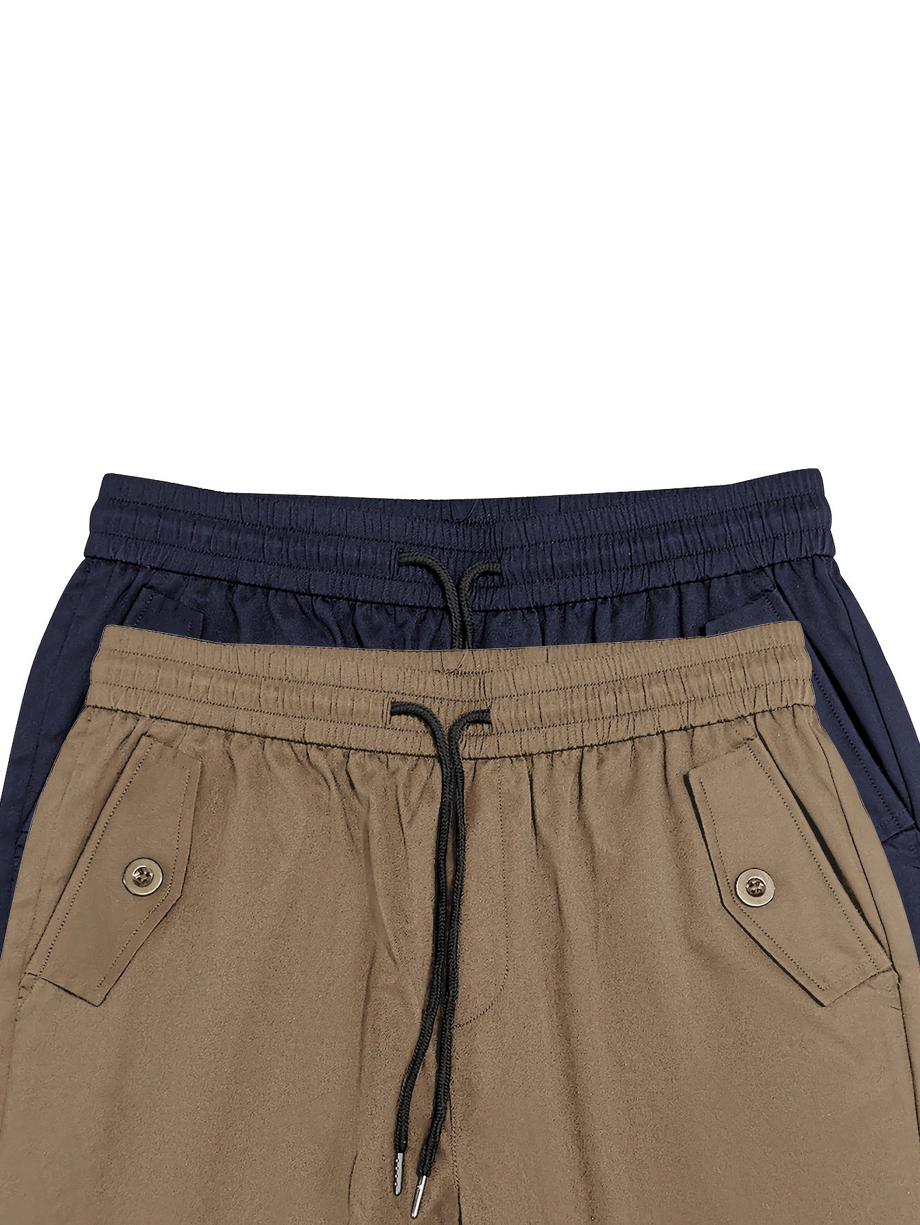 Men's Cargo Pants Loose Fit Solid Color Polyester with Flap Pockets