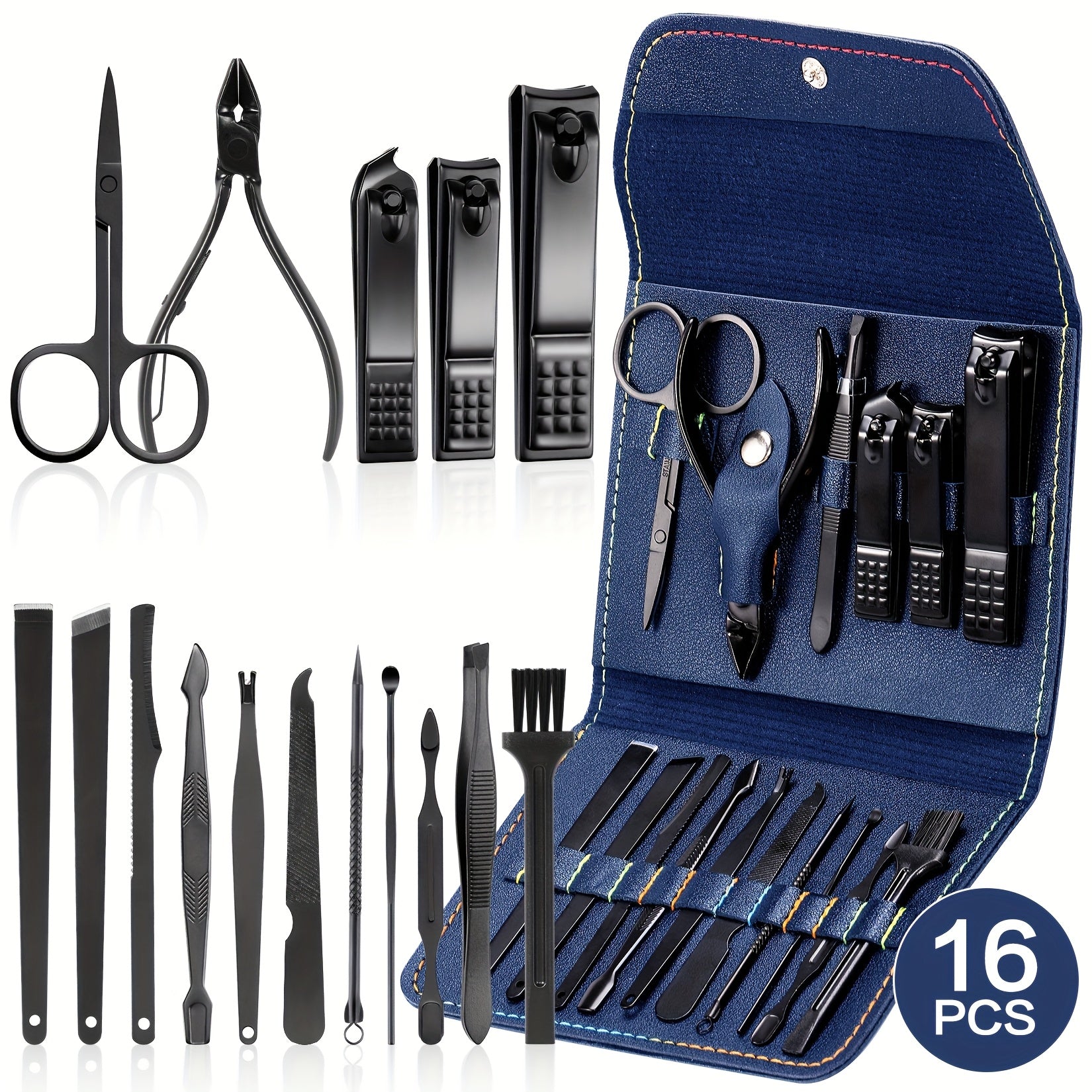 16/19pcs Stainless Steel Manicure Set for Men and Women Travel with Storage Case