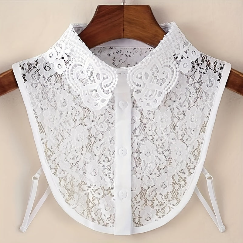Women's Lace Half-Shirt Collar Adjustable Breathable Hollow Design