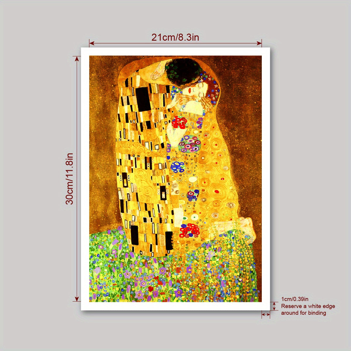 Gustav Klimtning The Kiss canvasi devor san'ati uchun, yashash xonasi uchun bezak, trubkaga o'ralgan