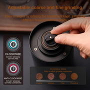 Compact coffee mill with USB charging, adjustable coarseness for grinding coffee, beans, spices for home office travel