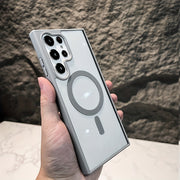 Transparent Magnetic Wireless Charging Shockproof Phone Case for Samsung Galaxy S24 S23 S22 Plus Ultra