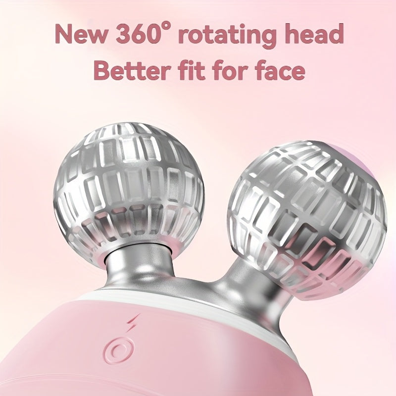 Electric Silicone Facial Cleansing Device Dual Roller 5-Speed Vibration Rechargeable
