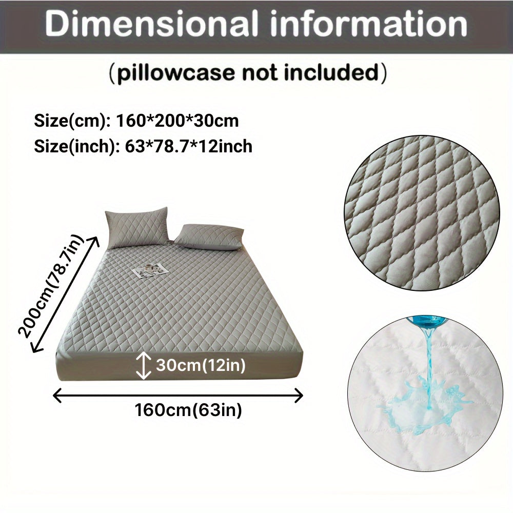 Waterproof Quilted Fitted Bed Sheet Protector for Single or Double Bed Gray White 1 Piece