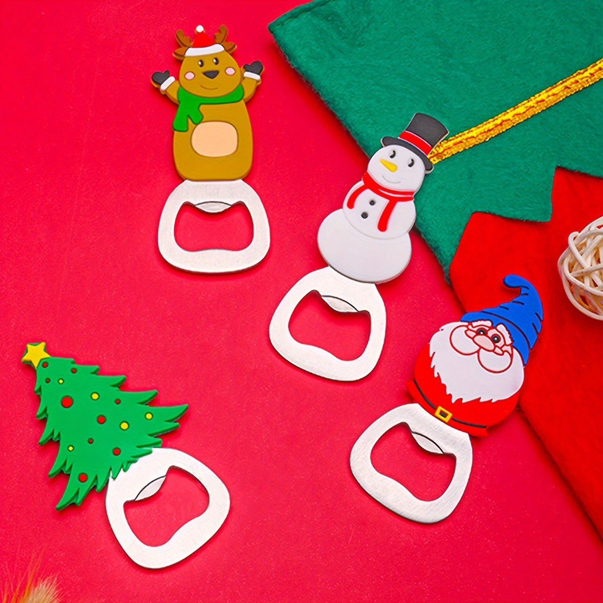 Festive Stainless Steel Christmas Bottle Openers with Santa Reindeer Tree Eagle Designs for Kitchen and Party