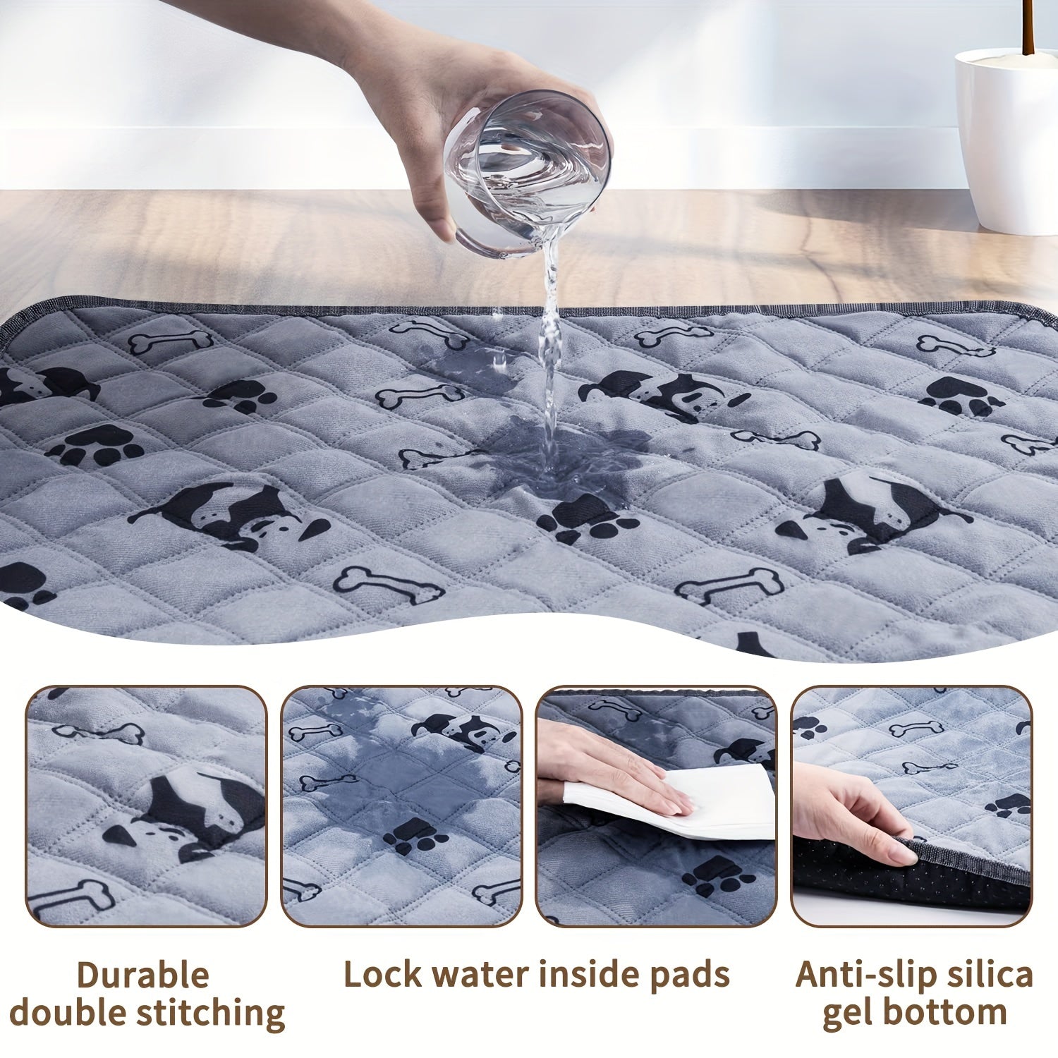 Washable Cartoon Print Dog Pee Pad Leak-Proof Absorbent Training Mat for Puppies and Cats