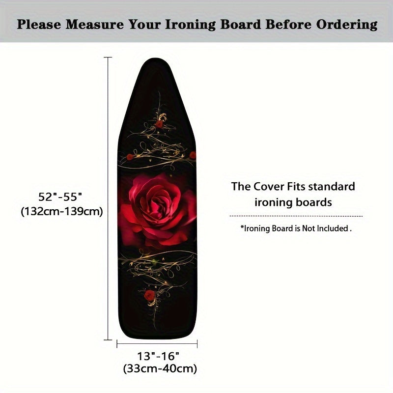 Full Size Rose Ironing Board Cover with Scorch-Resistant Padding and Elastic Edge
