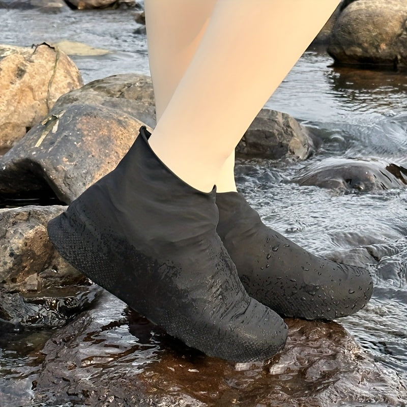 Unisex Waterproof Latex Rain Boots Shoe Covers Reusable Durable Multiple Colors