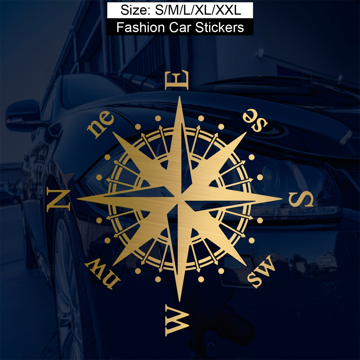 Yorug‘li vinil avtomobil stikerlari, kompas, bumper decal, transport vositalari uchun