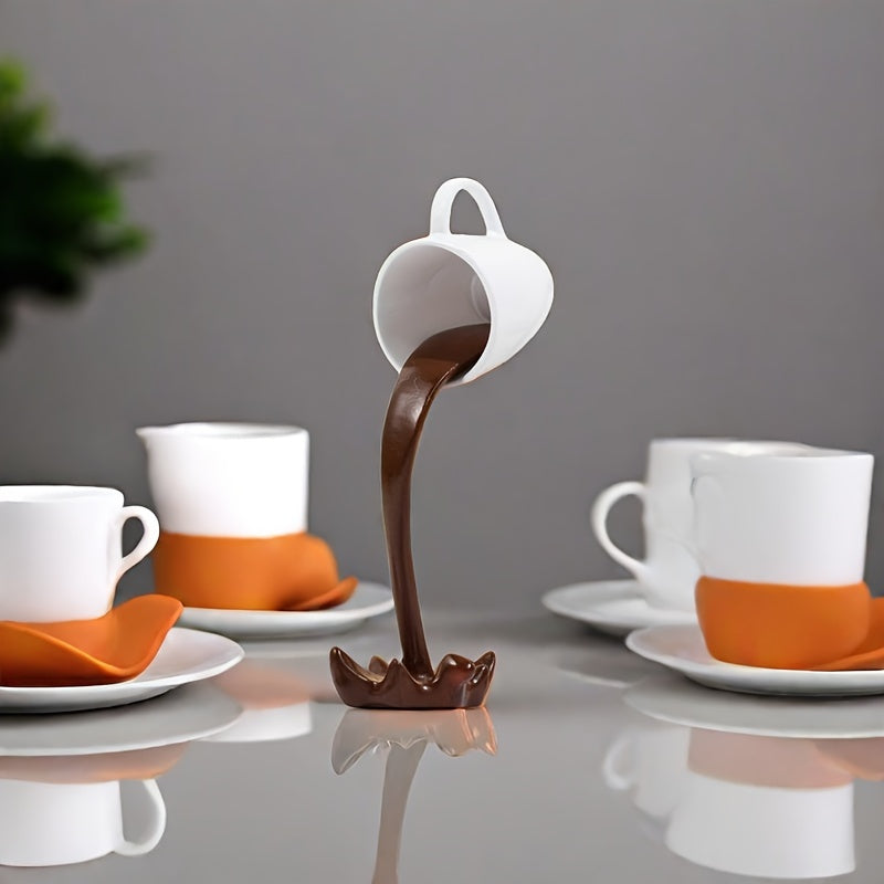Decorative Resin Coffee Cup with Water Overflow Effect for Room and Office Decor